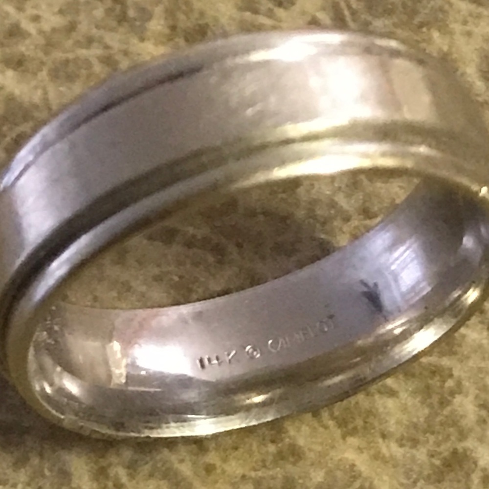 14K White Gold Mens Wedding Band Made by the Jeweler Camelot